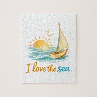 I Love the Sea Sailboat Sunset Ocean 110 Piece Puz Puzzle