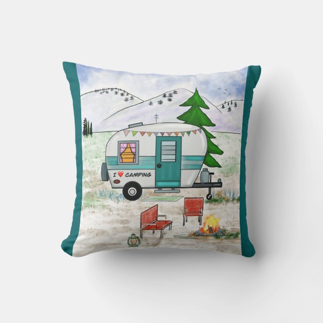 I Love To Camp Throw Pillow Kissen (Vorderseite)