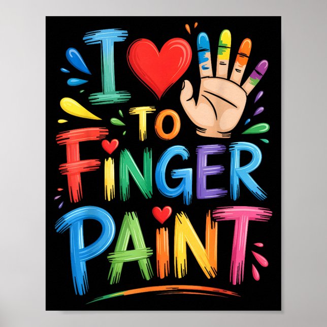 I Love To Finger Paint Couples Art Teacher Finger  Poster (Vorne)