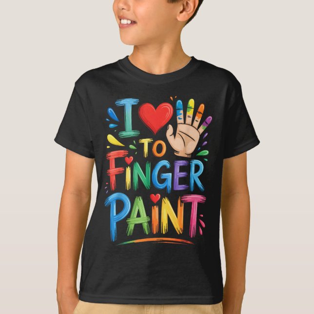 I Love To Finger Paint Couples Art Teacher Finger  T-Shirt (Vorderseite)