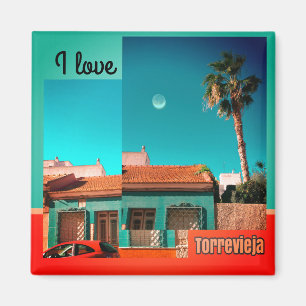 I Love Torrevieja in Orange and Turqoise Magnet