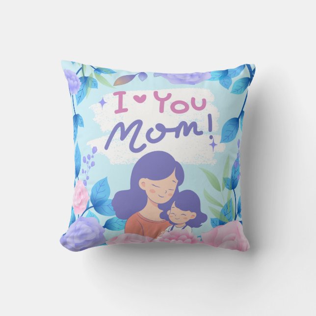 I Love U Mom Heartfelt Message Throw Pillow Kissen (Vorderseite)