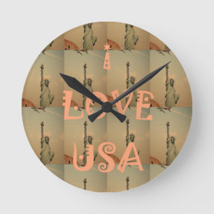 I Love USA Runde Wanduhr
