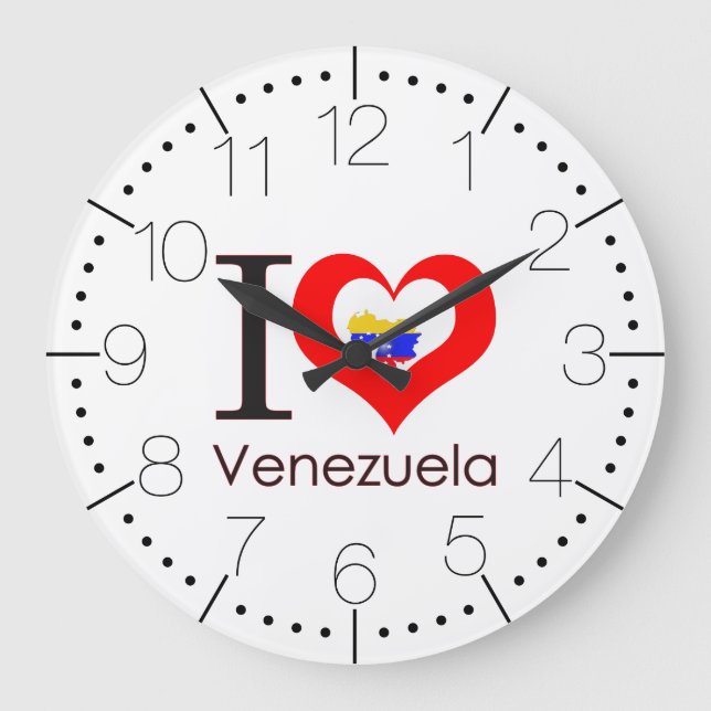 I love Venezuela Große Wanduhr (Vorderseite)
