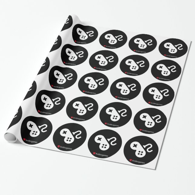 I Love Video Games Geschenkpapier (Ungerollt)