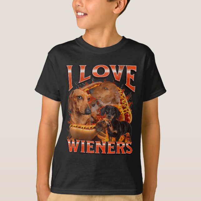 I Love Wieners Funny Offensive Dachshund Bootleg G T-Shirt (Vorderseite)