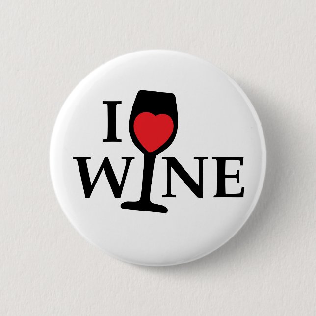 i love wine, ik hou van wijn met rood hartje button (Vorderseite)