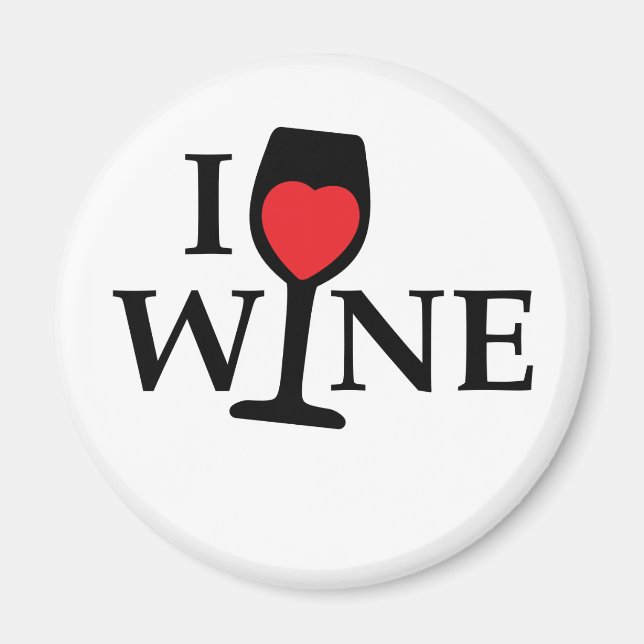 i love wine, ik hou van wijn met rood hartje magnet (Vorne)