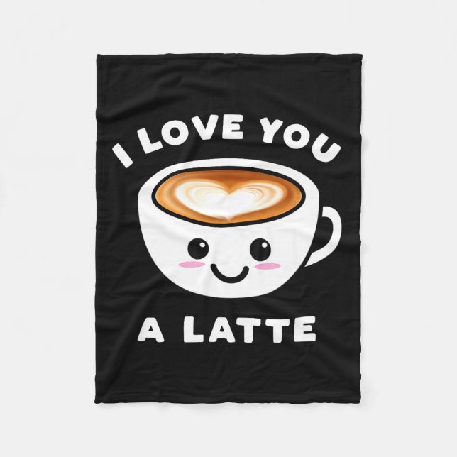 I Love You A Latte Funny Cute Coffee Heart Valenti Fleecedecke (Vorderseite)