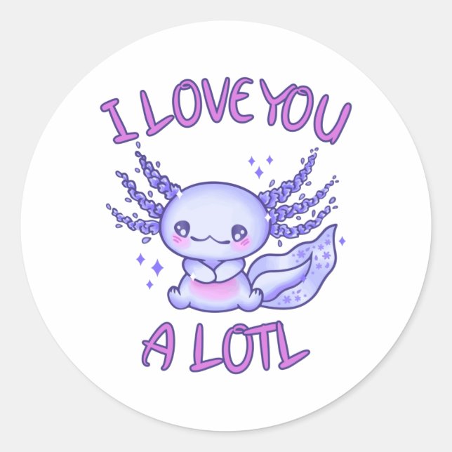 I love you a lotl Axolotl in love Runder Aufkleber (Vorderseite)
