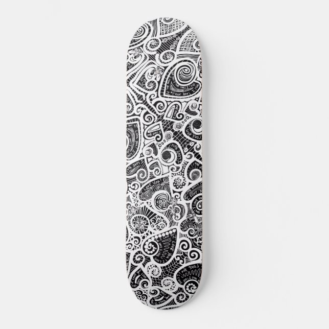 I Love You Abstract Scratch Art Design Skateboard (Vorderseite)