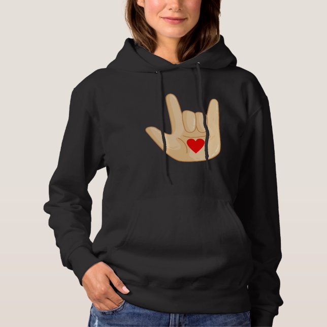 I Love You American Sign Language Hand Gesture Hoodie (Vorderseite)