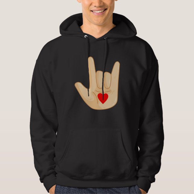 I Love You American Sign Language Hand Gesture Hoodie (Vorderseite)