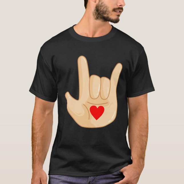 I Love You American Sign Language Hand Gesture T-Shirt (Vorderseite)