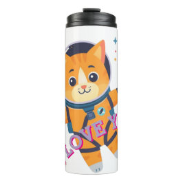 I Love You" Astronaut Cat Thermal Tumbler Thermosbecher