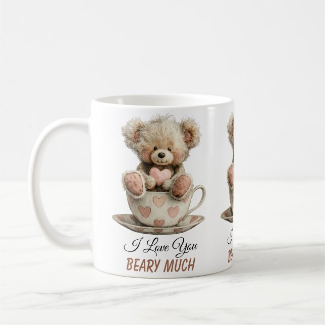 I Love You Beary Much In Cup Postcard Kaffeetasse (Links)