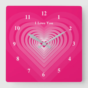 I Love You - Customizable - Romantic Quadratische Wanduhr