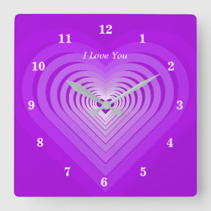 I Love You - Customizable - Romantic Quadratische Wanduhr