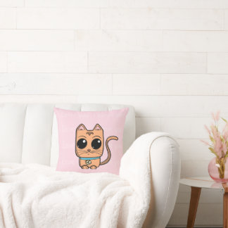 I Love You, Cute Caramel Cat Illustration Art Prin Kissen