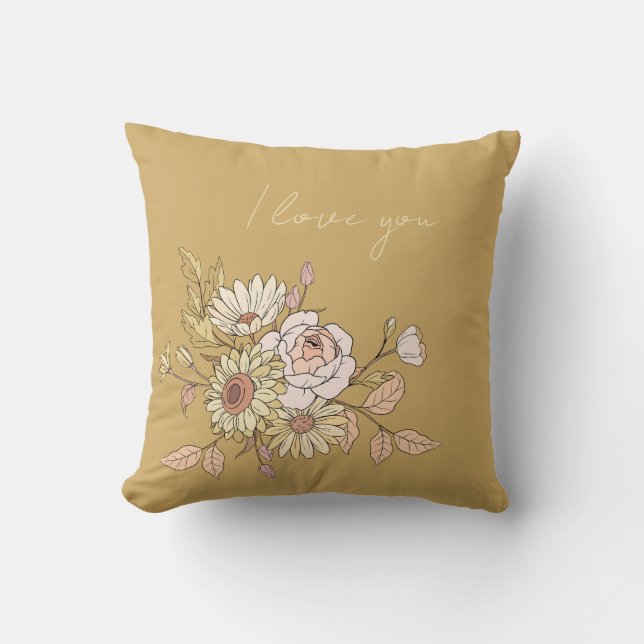  I Love You design | personalized Botanical Golden Kissen (Vorderseite)