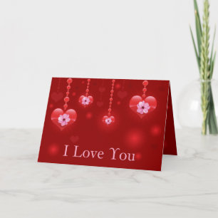 I Love You Flowers and Hearts Valentine Card Feiertagskarte