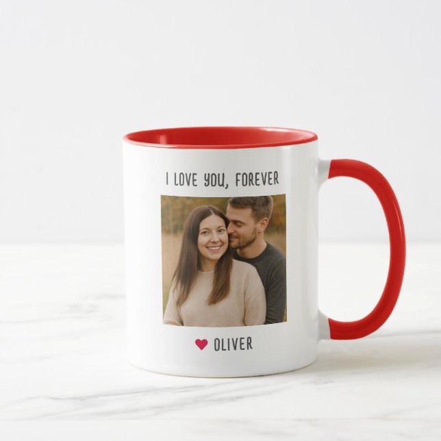 I Love You Forever Custom Name Couple Photo Tasse (Rechts)