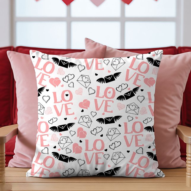 I Love You Gift Pillow Romantic Heart Sketch Desig Kissen (I Love You Gift Pillow Romantic Heart Sketch Design)