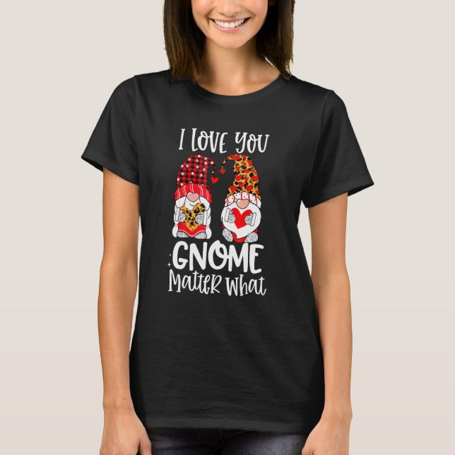 I Love You Gnome Matter What Buffalo Plaid Valenti T-Shirt (Vorderseite)