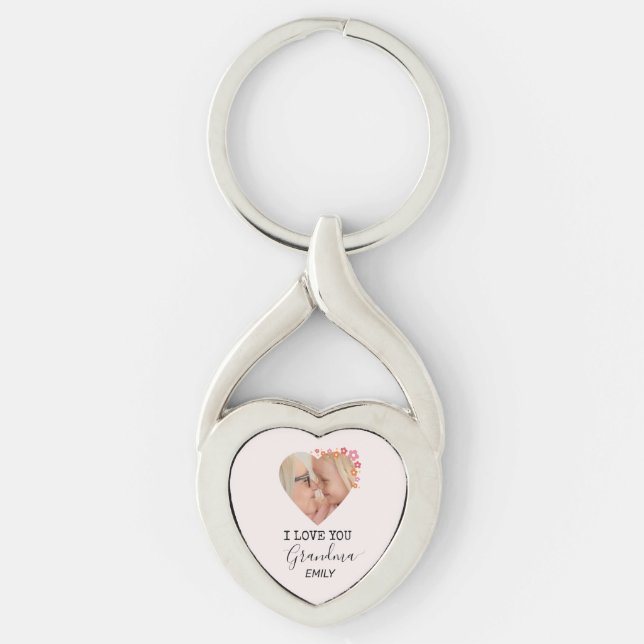 I Love You Grandma | Personalized Heart Keychain Schlüsselanhänger (Vorderseite)