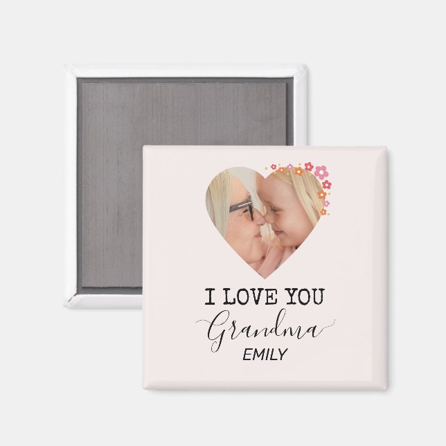 I Love You Grandma | Personalized Photo Magnet (Vorderseite/Rückseite)
