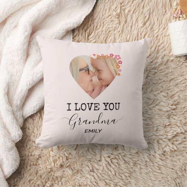 I Love You Grandma | Personalized Photo Pillow Kissen (Decke)