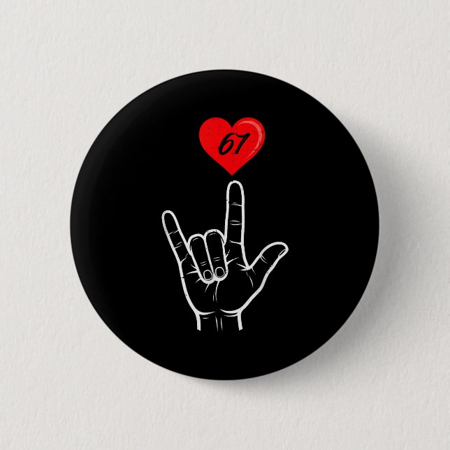 I Love You Hand Sign Asl Heart 67 Women Kids Men V Button (Vorderseite)