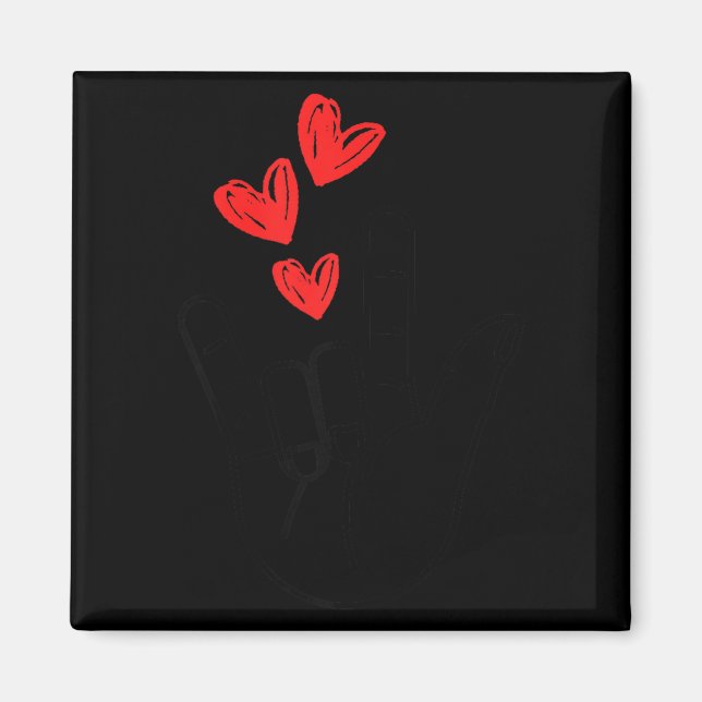 I-love You Hand Sign Heart Women Girls Valentines  Magnet (Vorne)