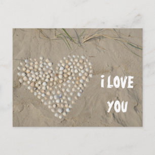 I LOVE YOU - Herz aus Muscheln am Strand Postkarte