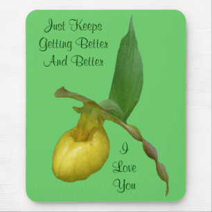 I Love You Lady Slipper Flower Foto von Mousepad