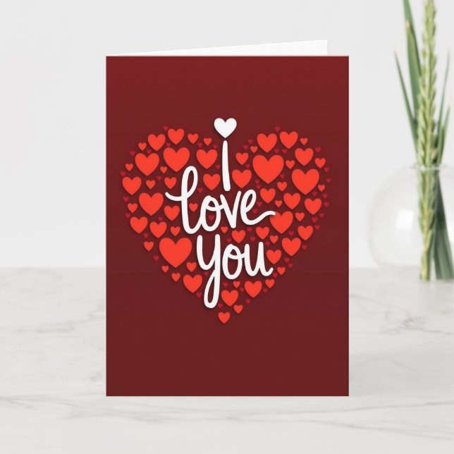 I Love You Layered Hearts Card Karte (Vorderseite)