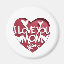 I LOVE YOU MOM 3D HEART MAGNETS