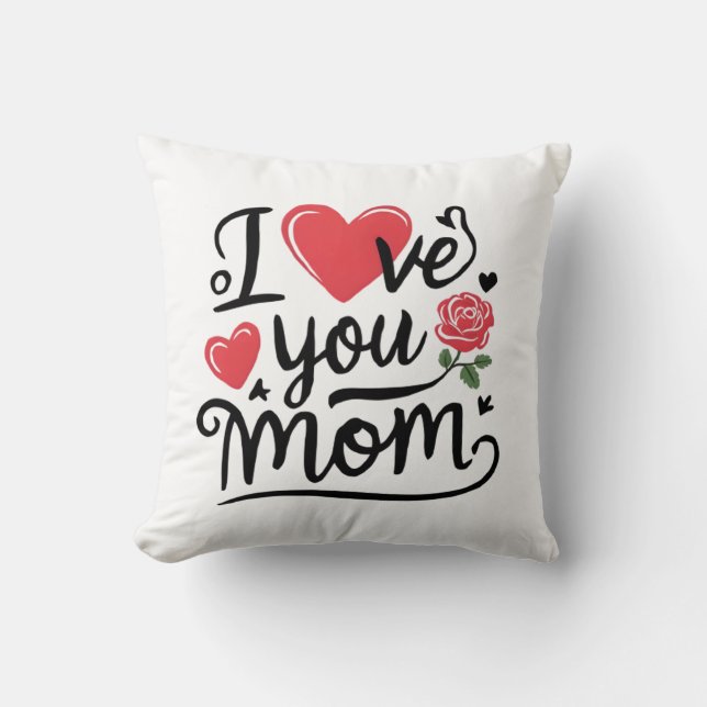 I Love You Mom Heartfelt Kids Design Kissen (Vorderseite)