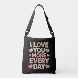 "I Love You More Every Day" Knitted Text & Crochet Tragetaschen Mit Langen Trägern