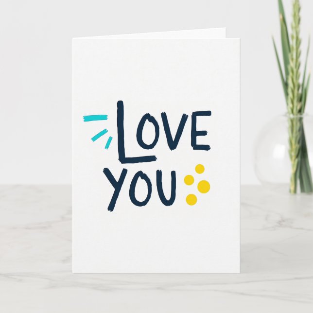 I Love You Navy Teal Art Card Karte (Vorderseite)