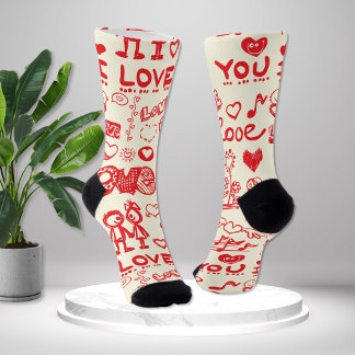 I Love You Novelty Socken