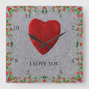 I love you quadratische wanduhr