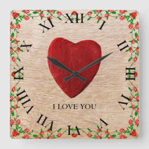 I love you quadratische wanduhr