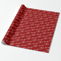 I love you Red White Heart Pattern Typography