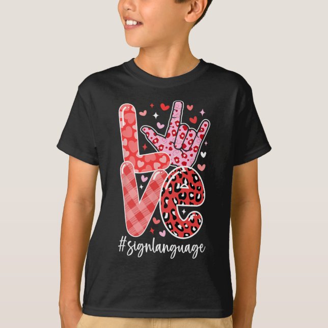 I Love You Sign Language Asl Valentine's Day Deaf  T-Shirt (Vorderseite)