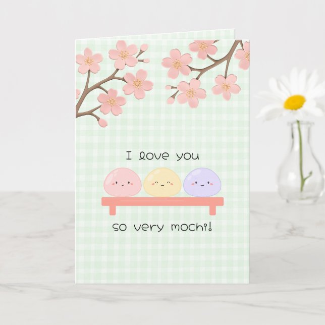 I Love You So Very Mochi Valetine's Day Card Karte (Kleine Pflanze)