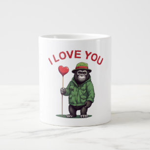 I Love You, süßer Gorilla mit roten Herzen Jumbo-Tasse