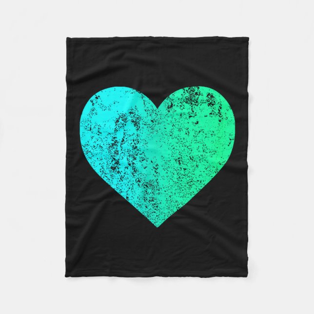I Love You Teal Heart Distressed Valentine's Day  Fleecedecke (Vorderseite)
