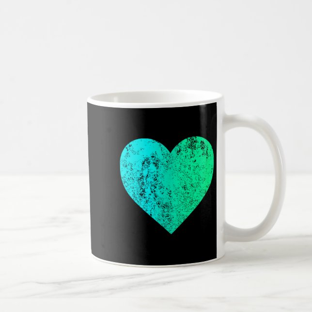I Love You Teal Heart Distressed Valentine's Day  Kaffeetasse (Rechts)