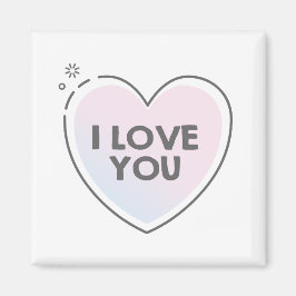 I love you text in sweet heart magnet